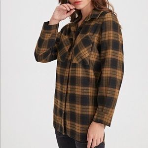 Plaid Brown Button Pocket Flannel